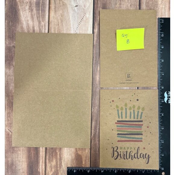 31 Brown Kraft Happy Birthday Cards Set With Envelopes & Stickers - Picture 6 of 7